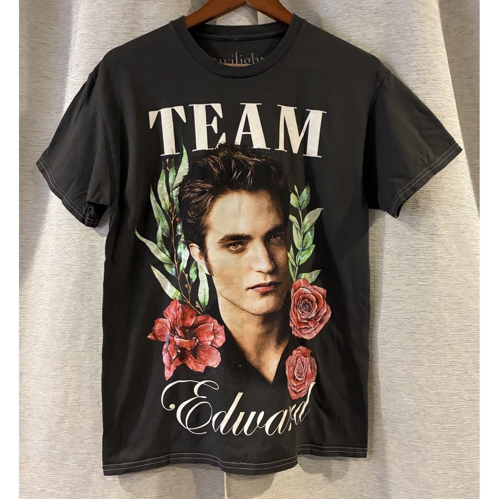 Twilight Team Edward Unisex Medium grey t-shirt 100% Cotton